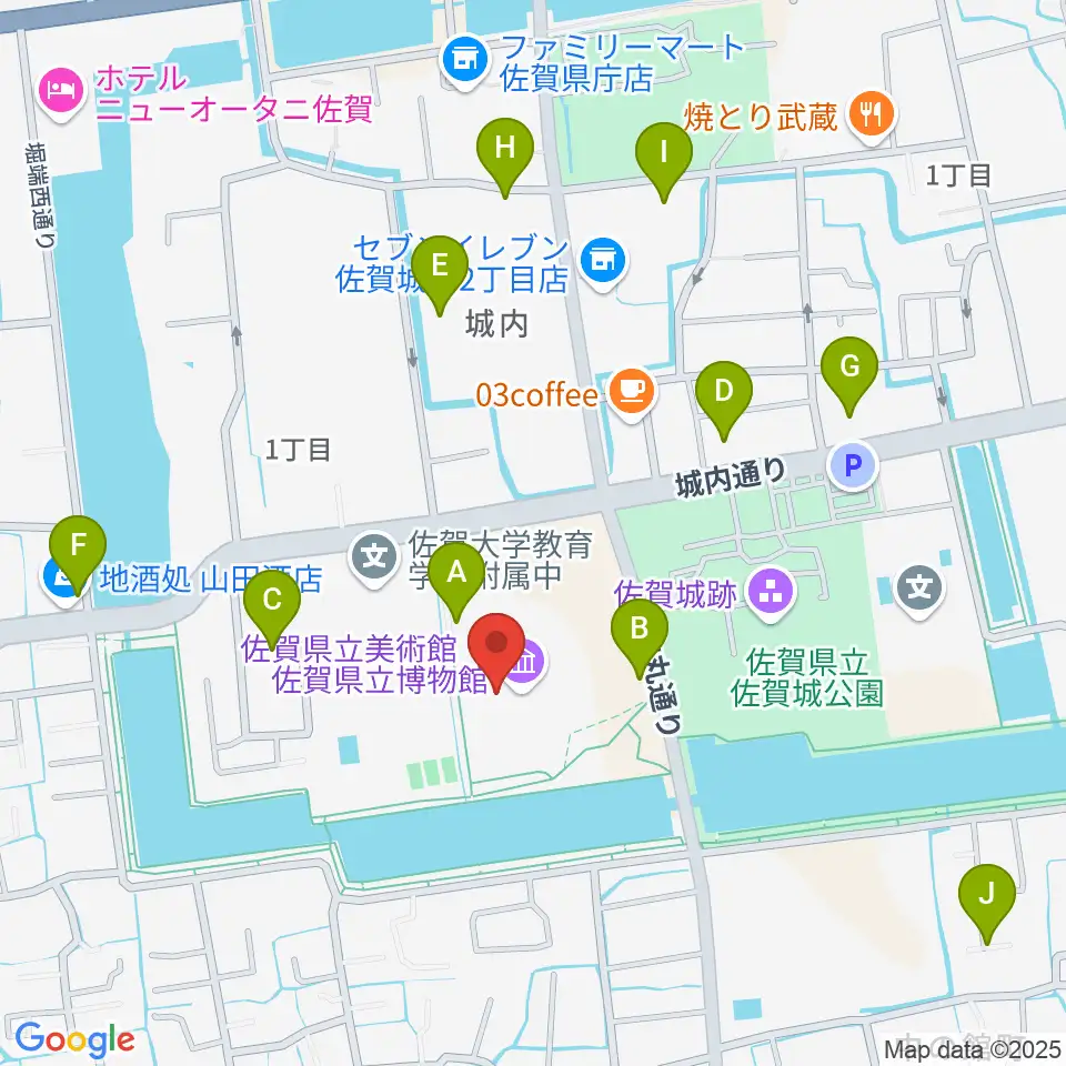 佐賀県立博物館周辺の駐車場・コインパーキング一覧地図