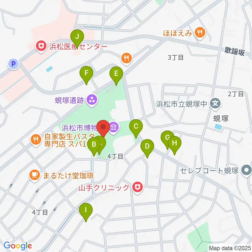 浜松市博物館周辺の駐車場・コインパーキング一覧地図