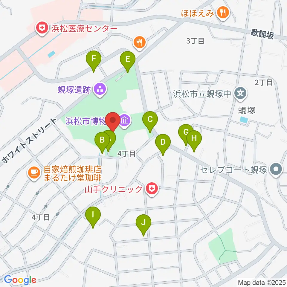 浜松市博物館周辺の駐車場・コインパーキング一覧地図