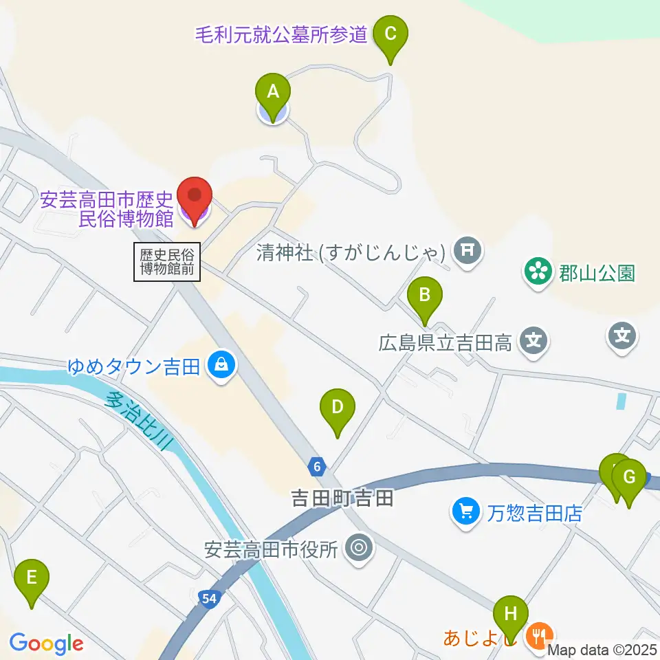安芸高田市歴史民俗博物館周辺の駐車場・コインパーキング一覧地図