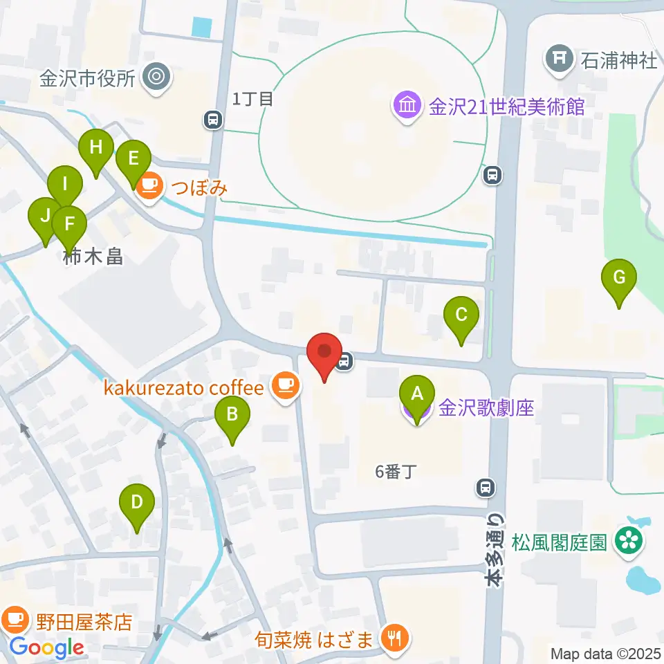 金沢ふるさと偉人館周辺の駐車場・コインパーキング一覧地図