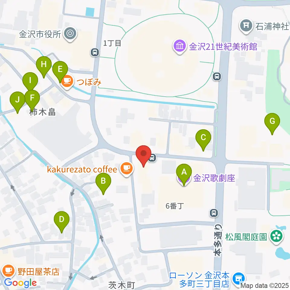 金沢ふるさと偉人館周辺の駐車場・コインパーキング一覧地図
