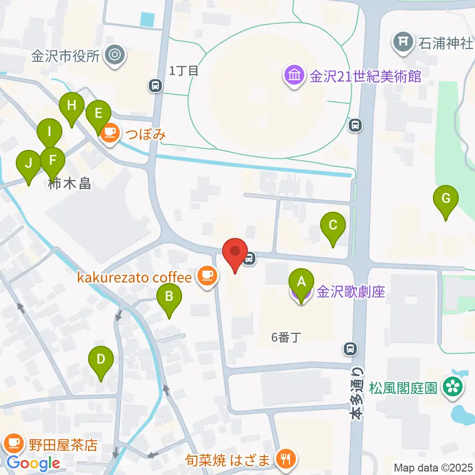 金沢ふるさと偉人館周辺の駐車場・コインパーキング一覧地図