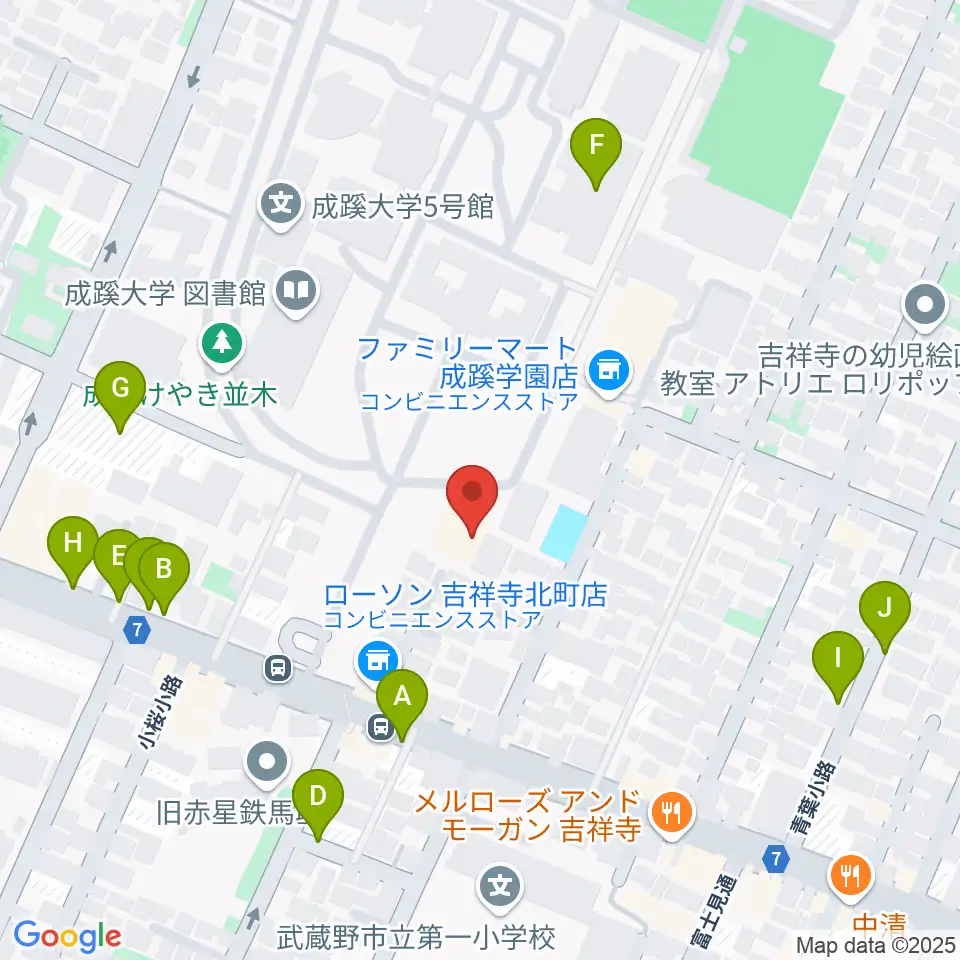成蹊学園史料館周辺の駐車場・コインパーキング一覧地図
