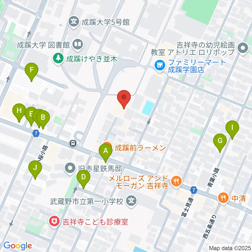 成蹊学園史料館周辺の駐車場・コインパーキング一覧地図