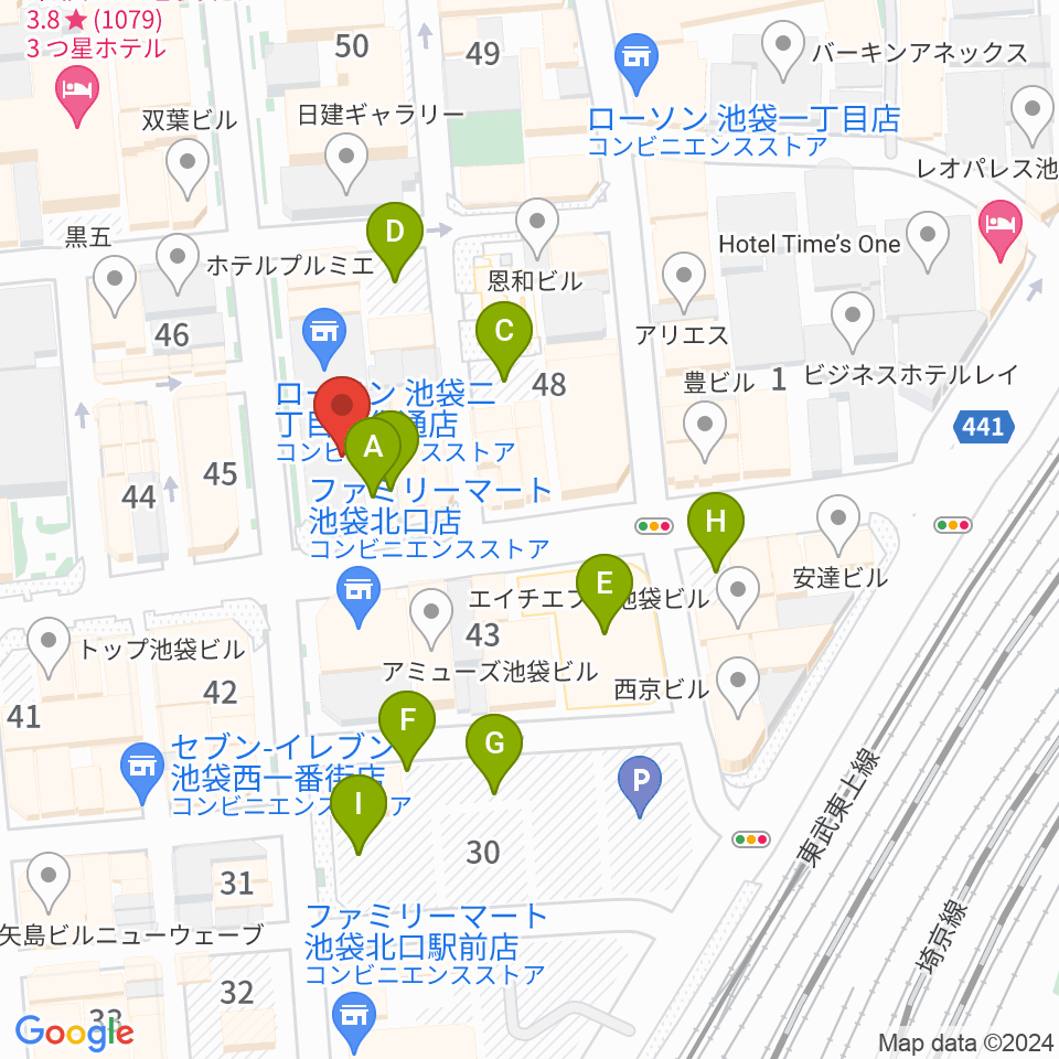 Vivo Sound Studio周辺の駐車場・コインパーキング一覧地図
