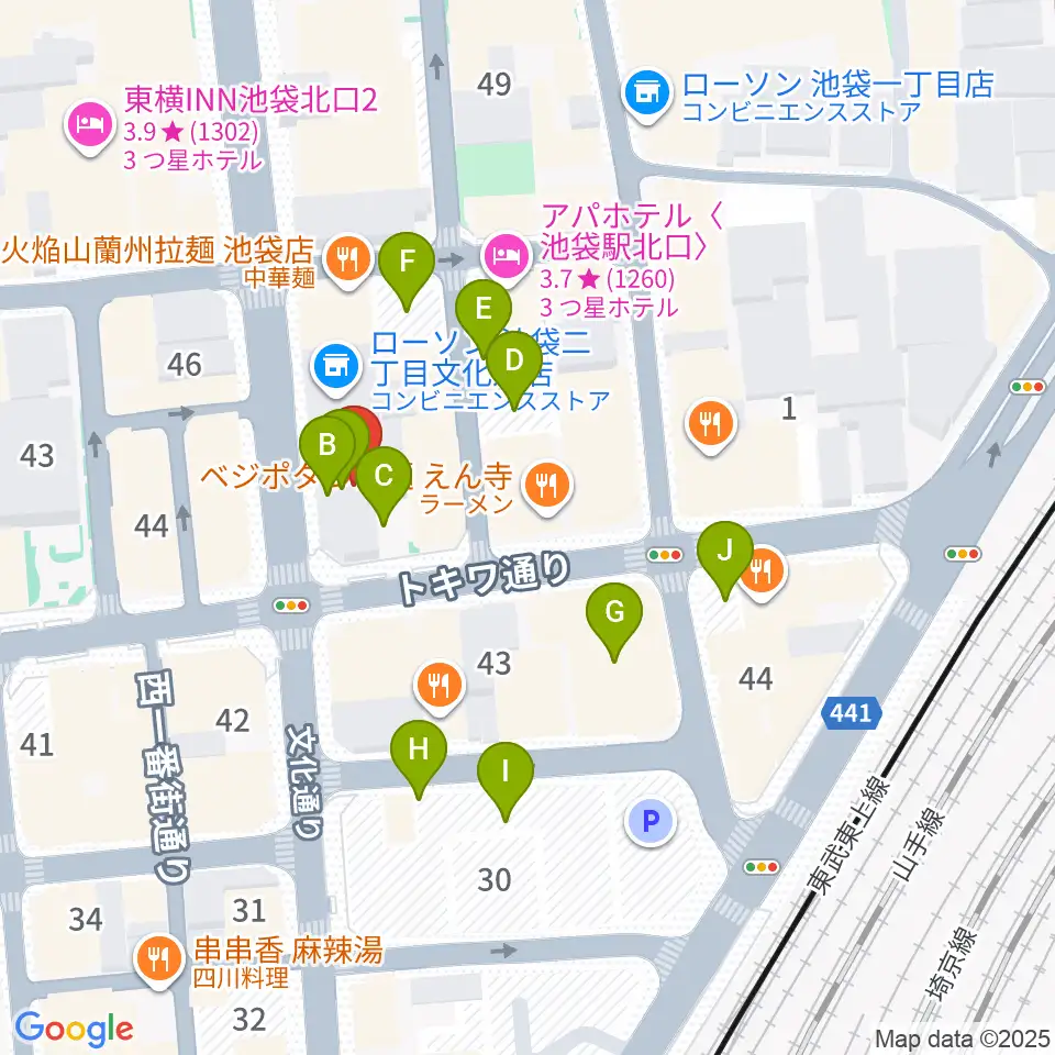 Vivo Sound Studio周辺の駐車場・コインパーキング一覧地図