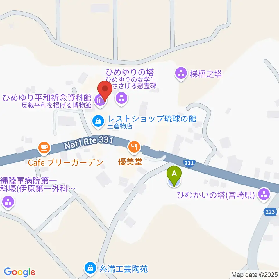 ひめゆり平和祈念資料館周辺の駐車場・コインパーキング一覧地図