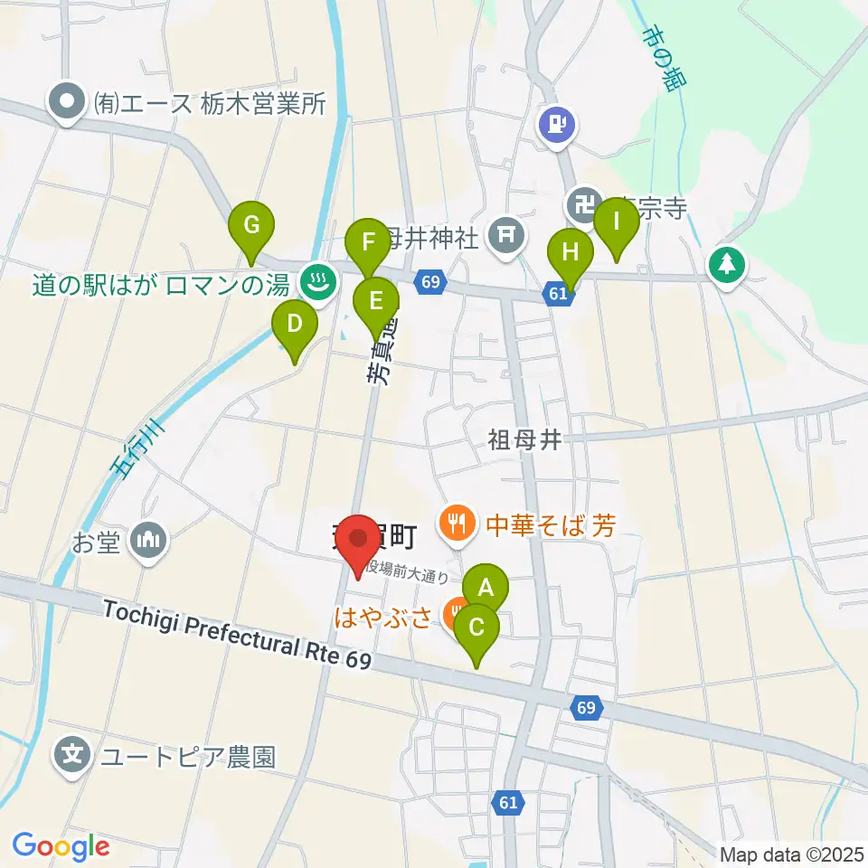 芳賀町総合情報館 知恵の環館周辺の駐車場・コインパーキング一覧地図