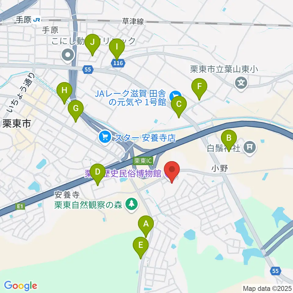 栗東歴史民俗博物館周辺の駐車場・コインパーキング一覧地図