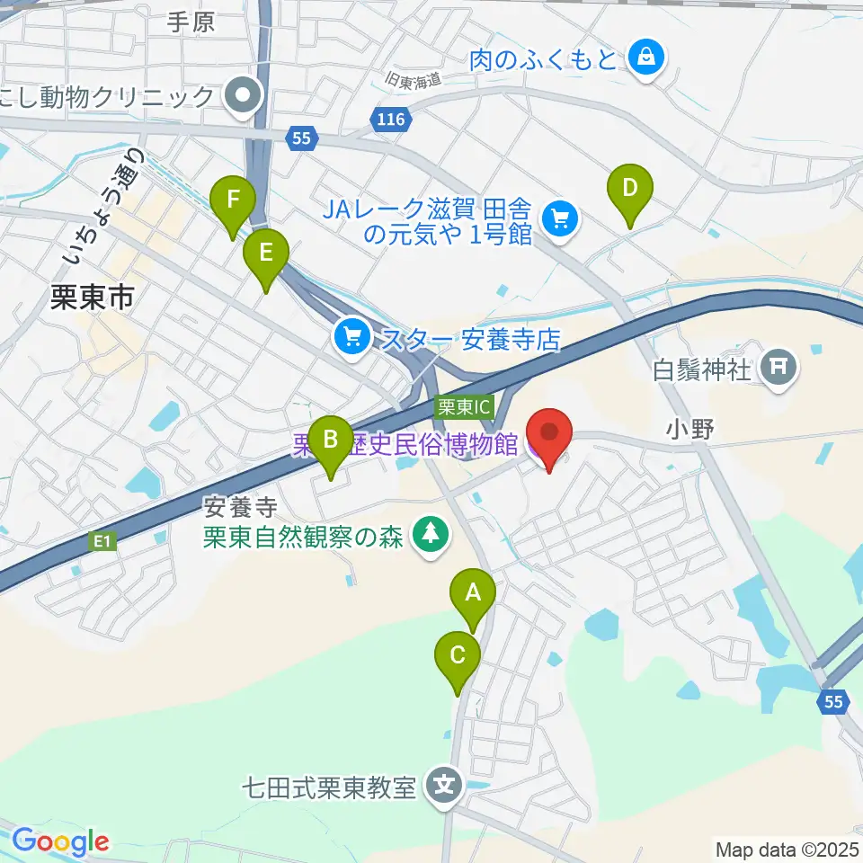 栗東歴史民俗博物館周辺の駐車場・コインパーキング一覧地図