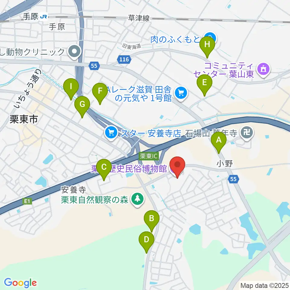 栗東歴史民俗博物館周辺の駐車場・コインパーキング一覧地図