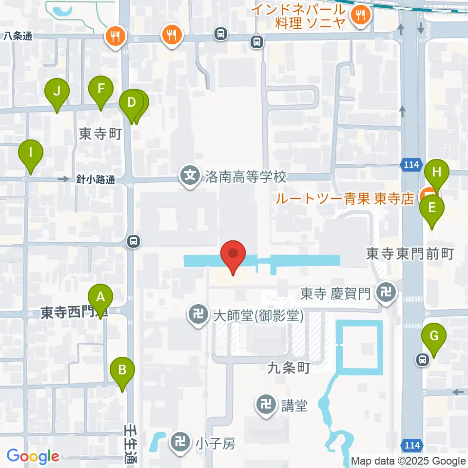 東寺宝物館周辺の駐車場・コインパーキング一覧地図