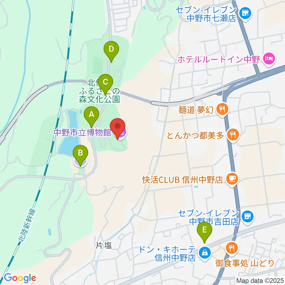 中野市立博物館周辺の駐車場・コインパーキング一覧地図