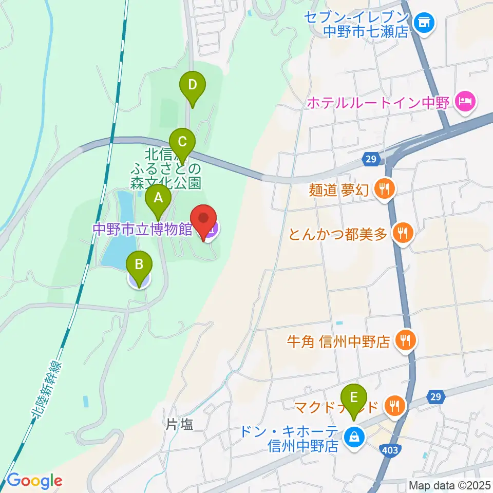 中野市立博物館周辺の駐車場・コインパーキング一覧地図