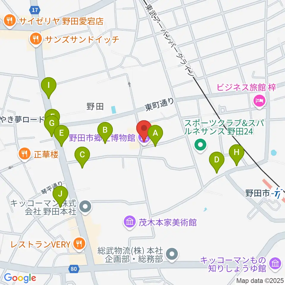 野田市郷土博物館周辺の駐車場・コインパーキング一覧地図