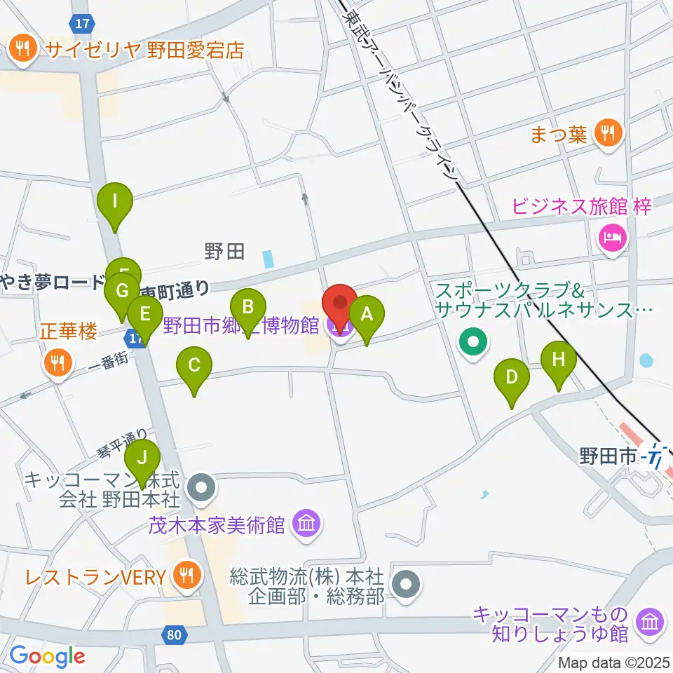 野田市郷土博物館周辺の駐車場・コインパーキング一覧地図