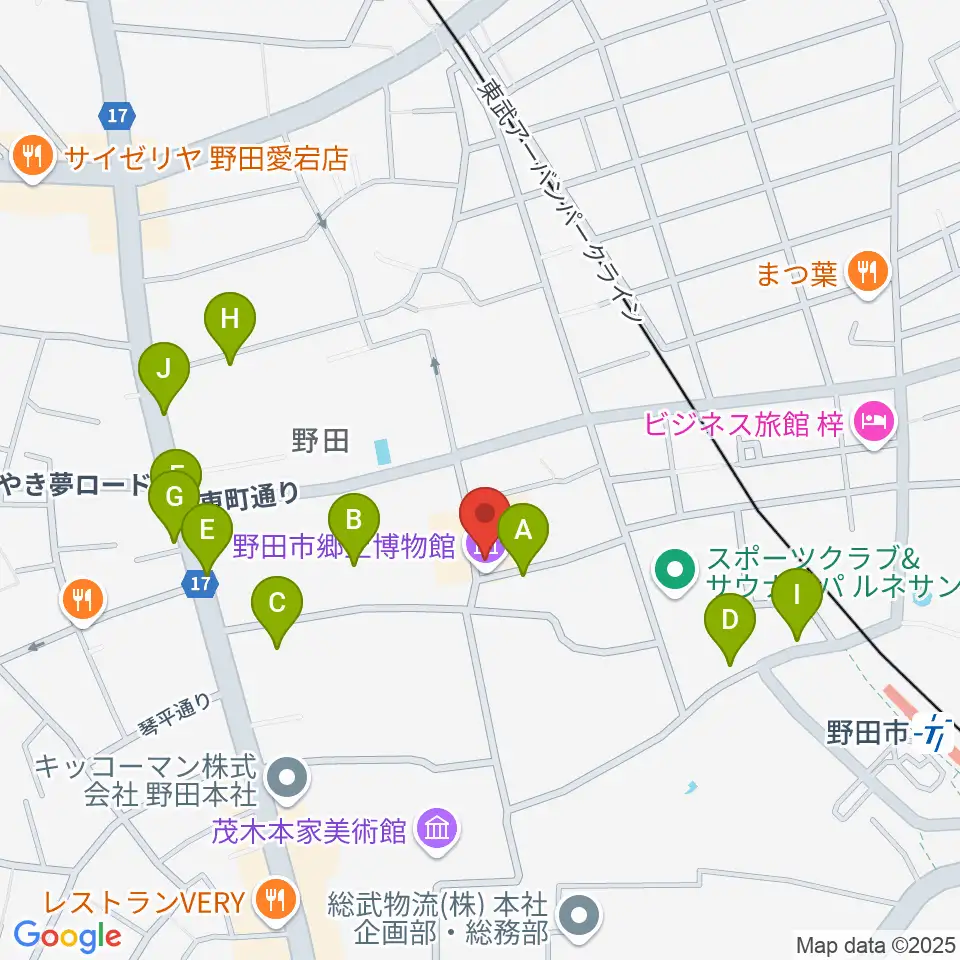 野田市郷土博物館周辺の駐車場・コインパーキング一覧地図