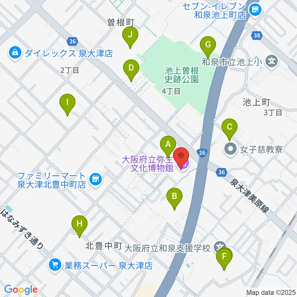 大阪府立弥生文化博物館周辺の駐車場・コインパーキング一覧地図