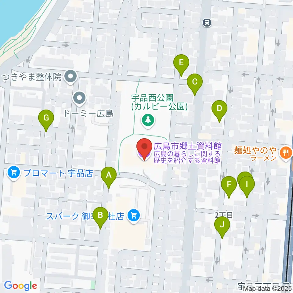 広島市郷土資料館周辺の駐車場・コインパーキング一覧地図