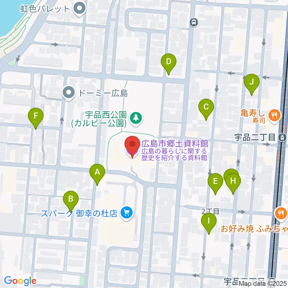 広島市郷土資料館周辺の駐車場・コインパーキング一覧地図