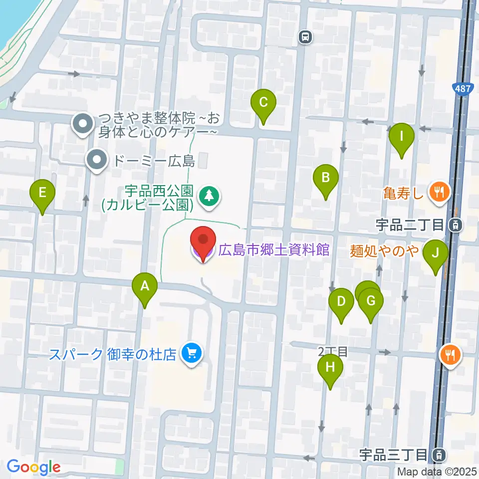 広島市郷土資料館周辺の駐車場・コインパーキング一覧地図