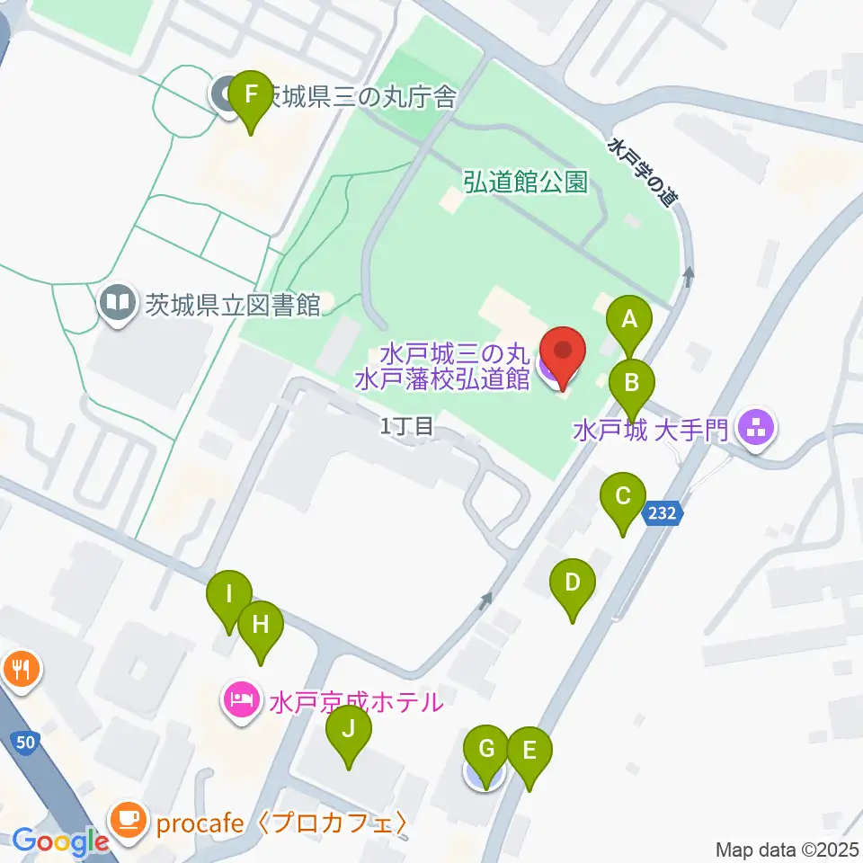 弘道館周辺の駐車場・コインパーキング一覧地図