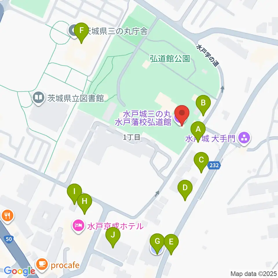 弘道館周辺の駐車場・コインパーキング一覧地図