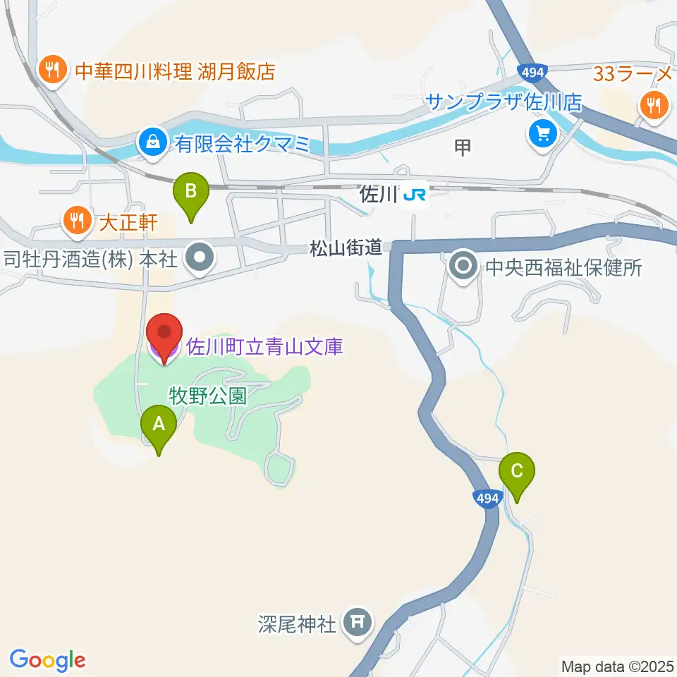 佐川町立青山文庫周辺の駐車場・コインパーキング一覧地図