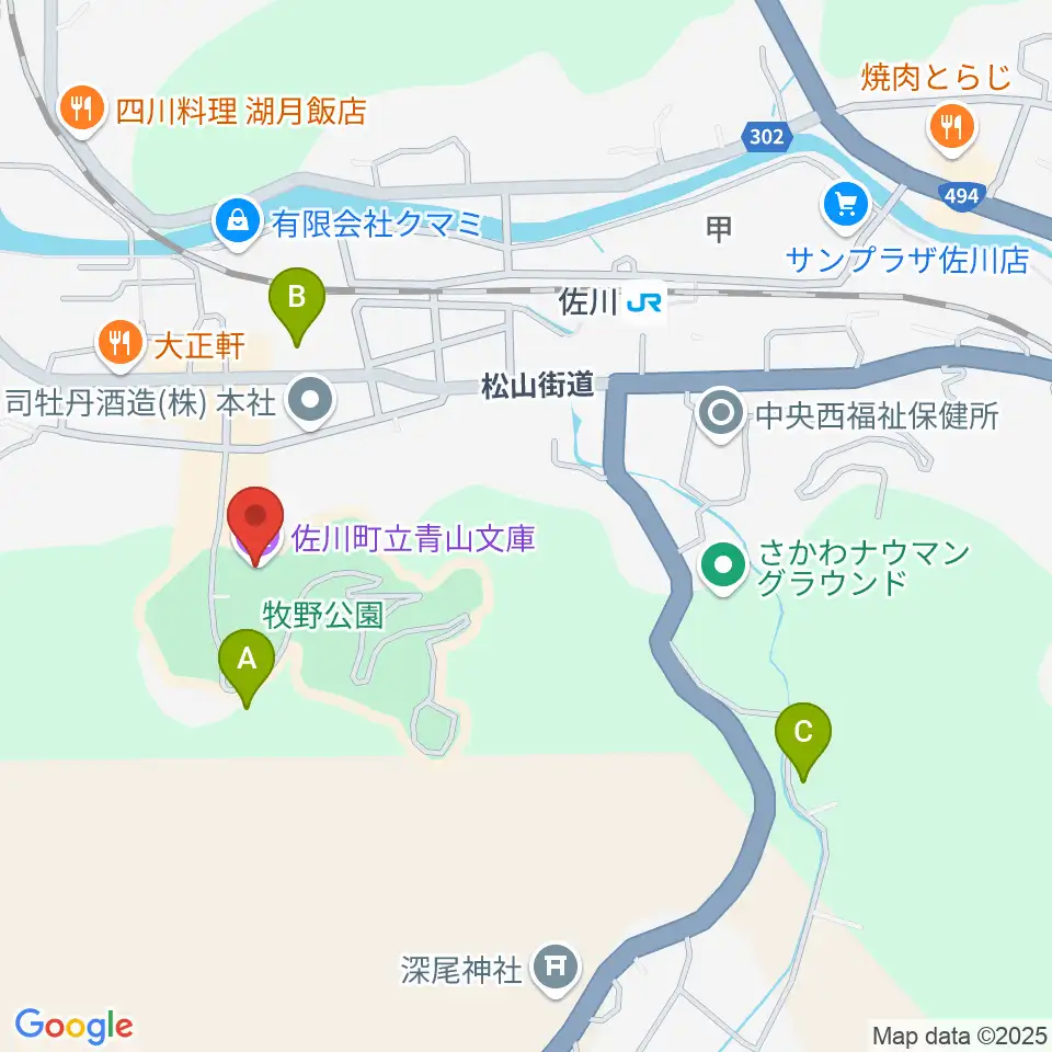 佐川町立青山文庫周辺の駐車場・コインパーキング一覧地図