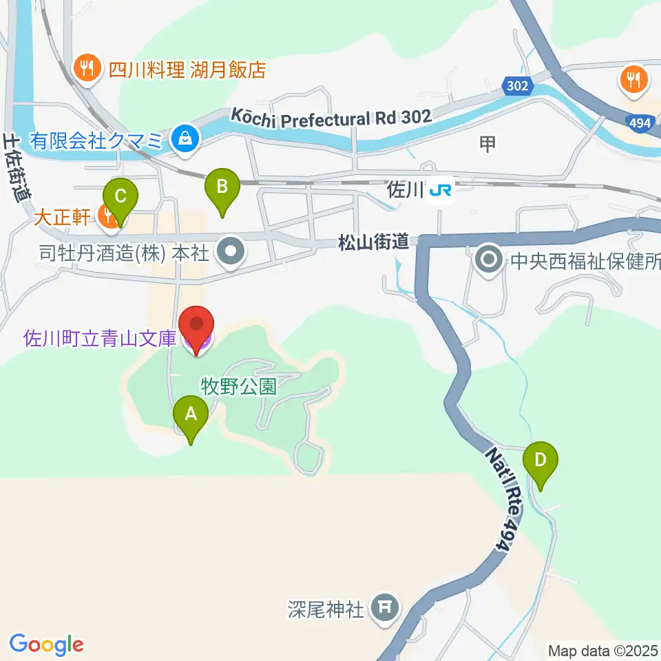 佐川町立青山文庫周辺の駐車場・コインパーキング一覧地図