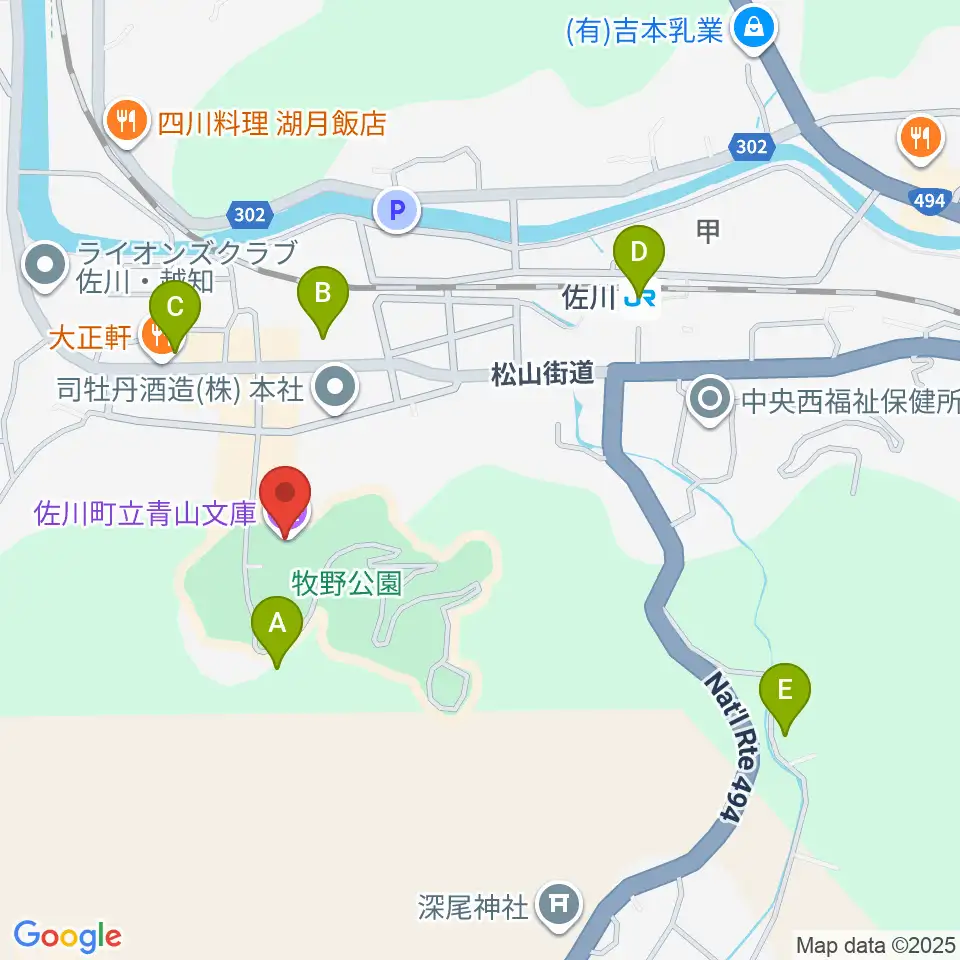 佐川町立青山文庫周辺の駐車場・コインパーキング一覧地図