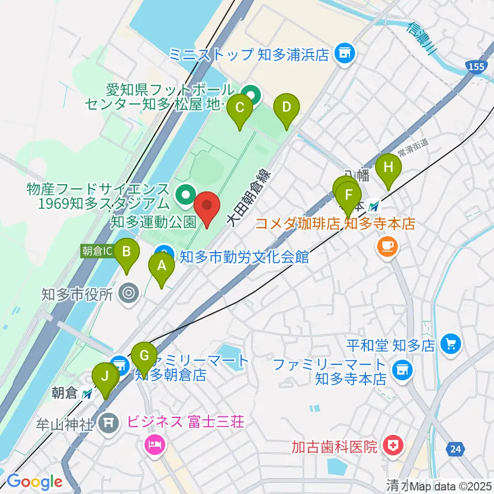 知多市歴史民俗博物館周辺の駐車場・コインパーキング一覧地図