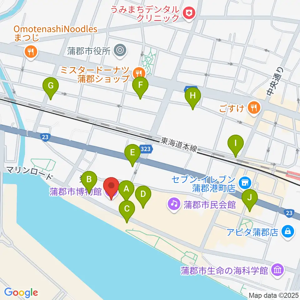 蒲郡市博物館周辺の駐車場・コインパーキング一覧地図