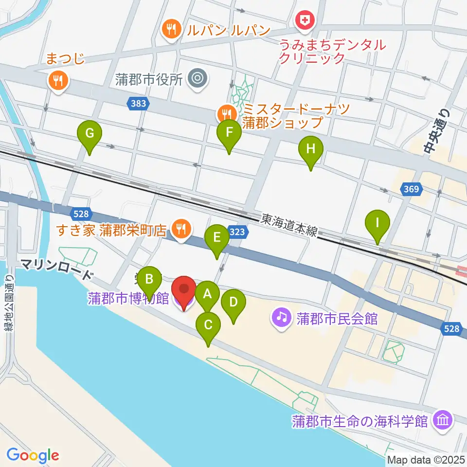 蒲郡市博物館周辺の駐車場・コインパーキング一覧地図