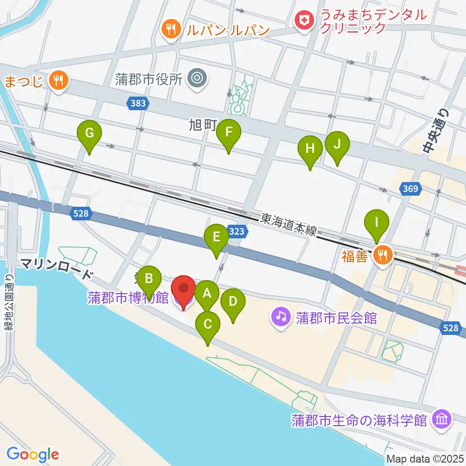 蒲郡市博物館周辺の駐車場・コインパーキング一覧地図