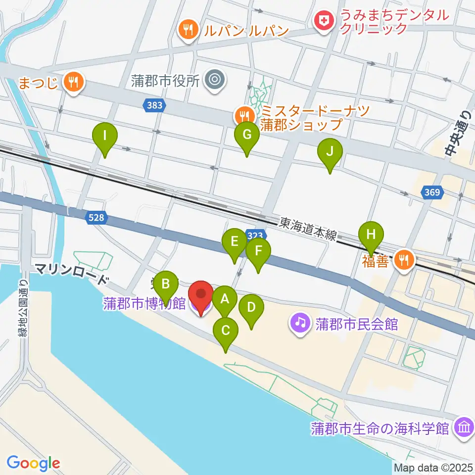蒲郡市博物館周辺の駐車場・コインパーキング一覧地図