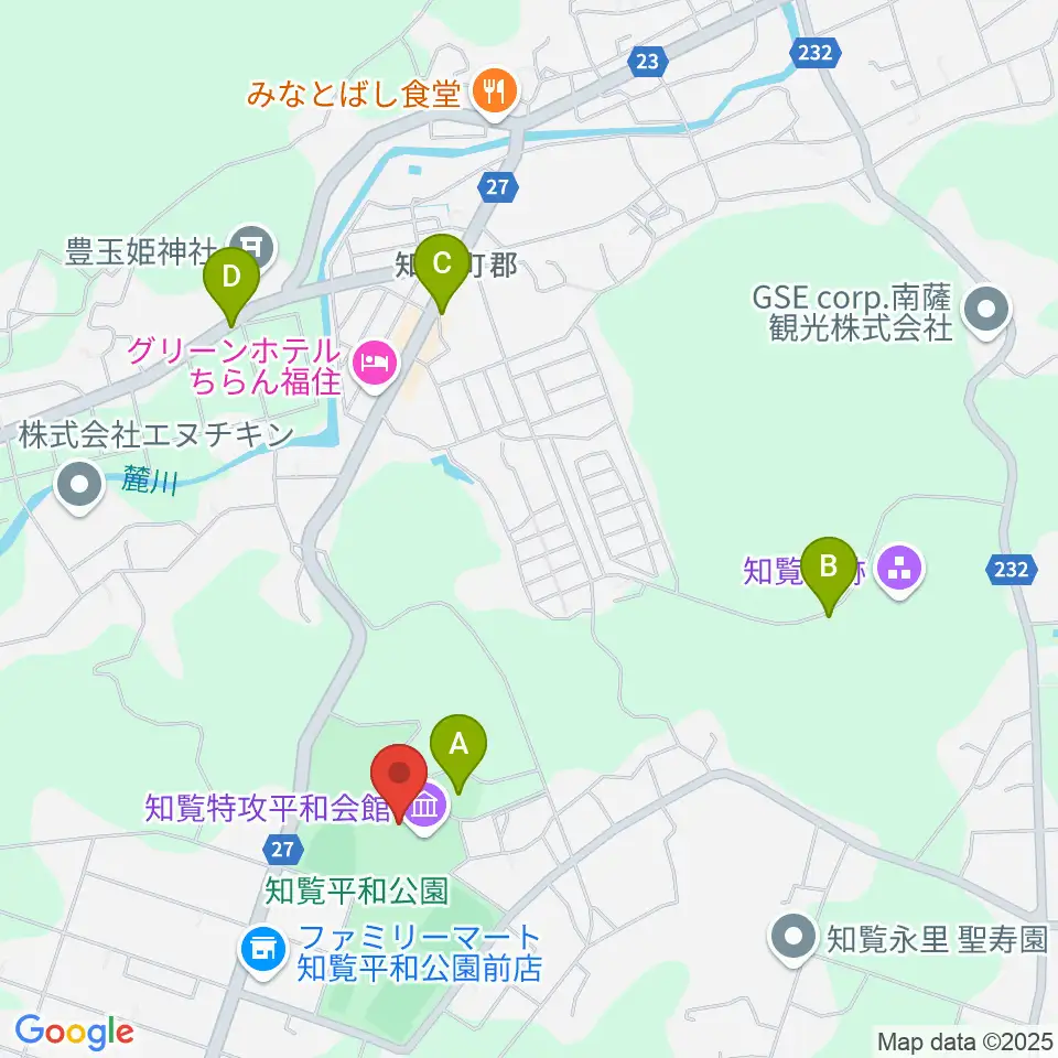 ミュージアム知覧周辺の駐車場・コインパーキング一覧地図