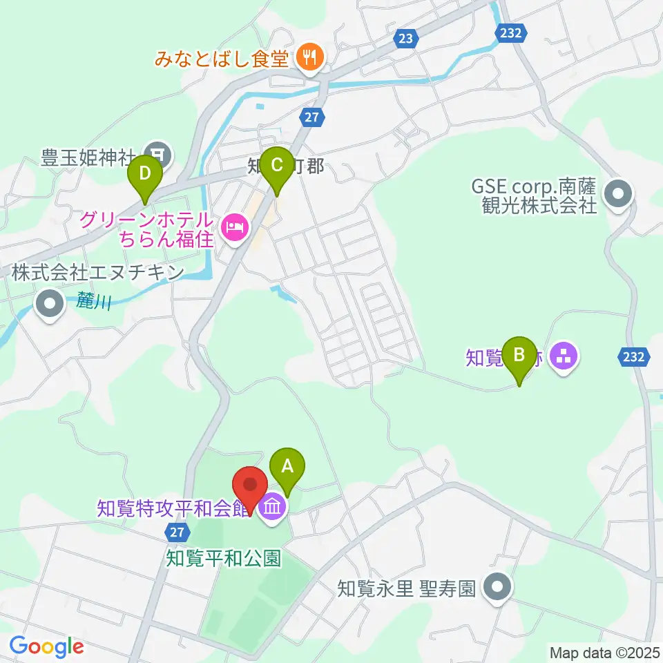 ミュージアム知覧周辺の駐車場・コインパーキング一覧地図