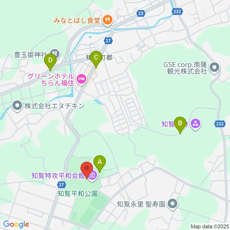 ミュージアム知覧周辺の駐車場・コインパーキング一覧地図