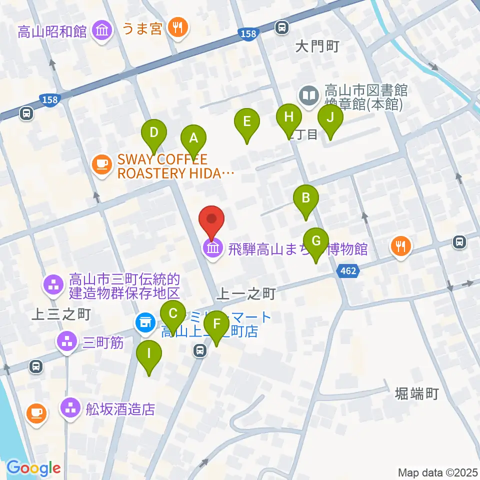 飛騨高山まちの博物館周辺の駐車場・コインパーキング一覧地図