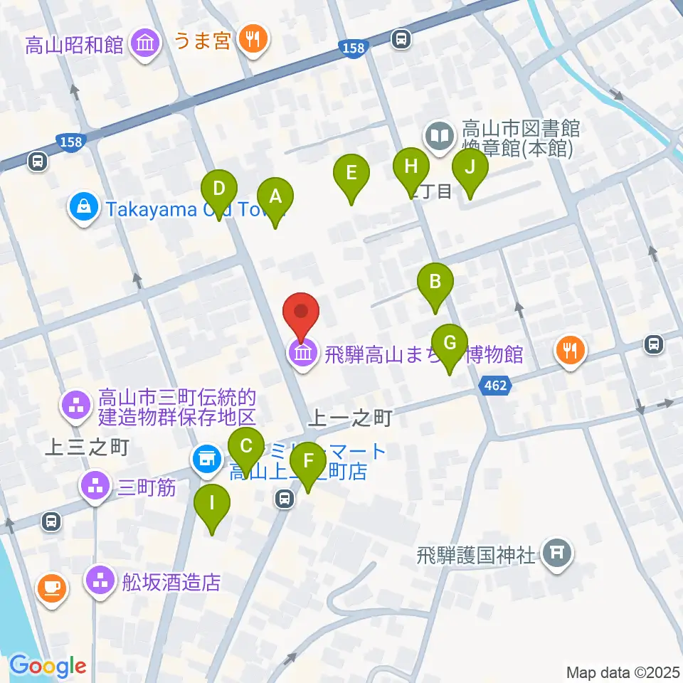 飛騨高山まちの博物館周辺の駐車場・コインパーキング一覧地図