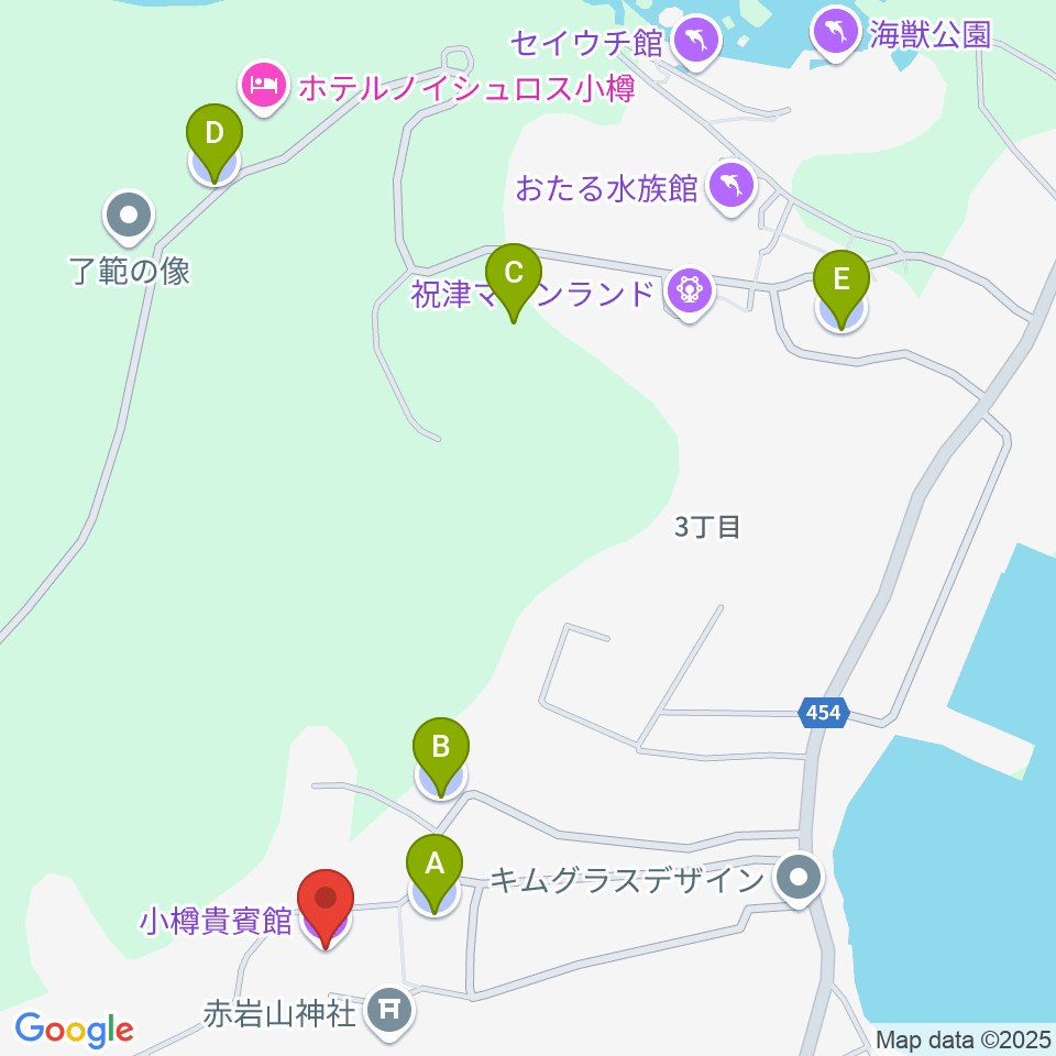 旧青山別邸・小樽貴賓館周辺の駐車場・コインパーキング一覧地図