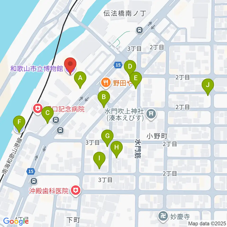 和歌山市立博物館周辺の駐車場・コインパーキング一覧地図