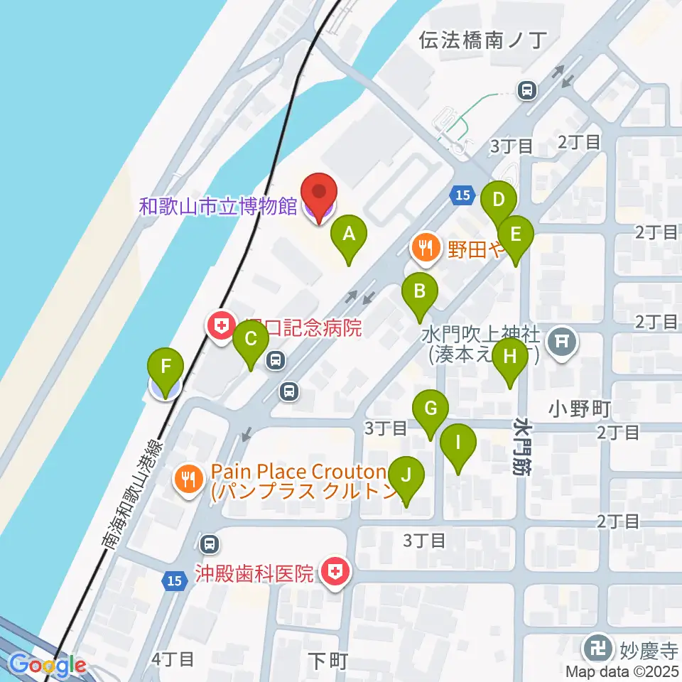 和歌山市立博物館周辺の駐車場・コインパーキング一覧地図