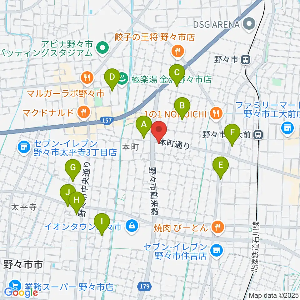 野々市市郷土資料館NONO周辺の駐車場・コインパーキング一覧地図