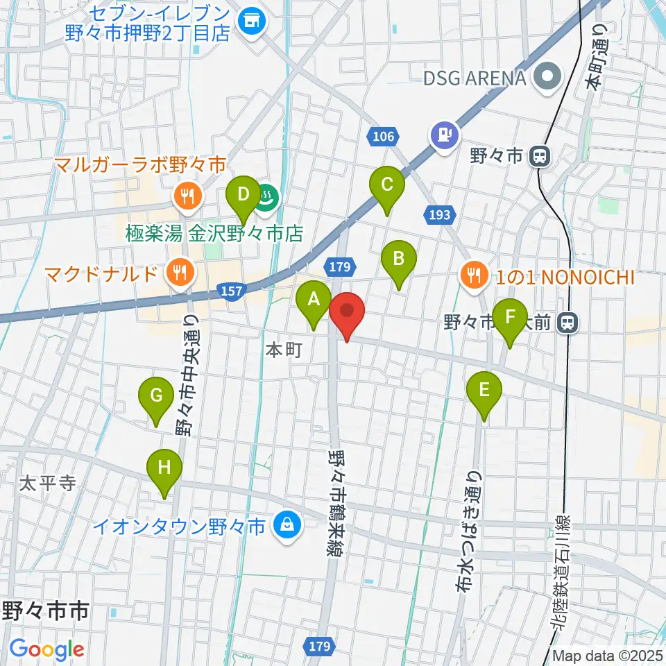 野々市市郷土資料館NONO周辺の駐車場・コインパーキング一覧地図
