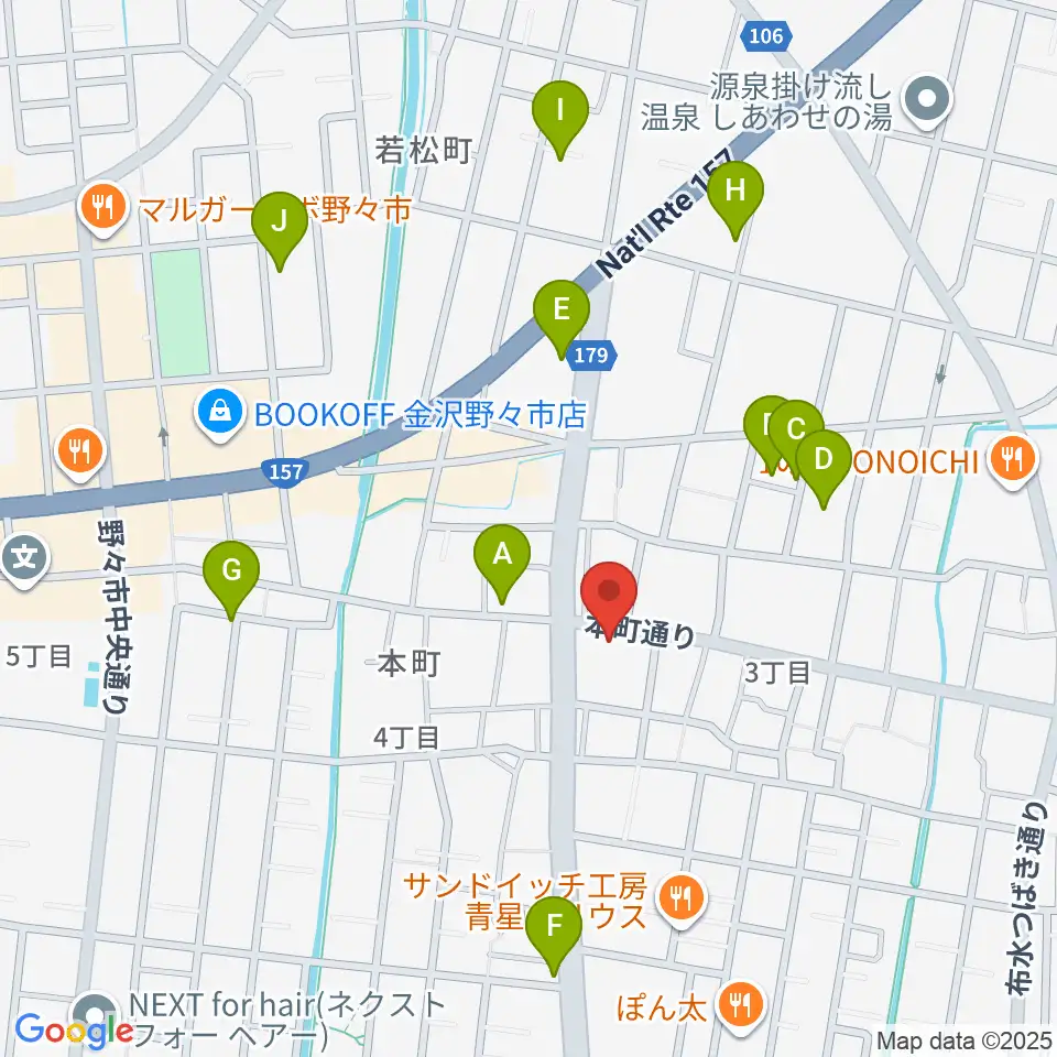 野々市市郷土資料館NONO周辺の駐車場・コインパーキング一覧地図