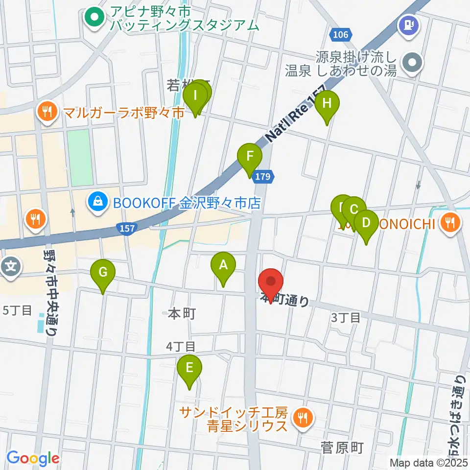 野々市市郷土資料館NONO周辺の駐車場・コインパーキング一覧地図
