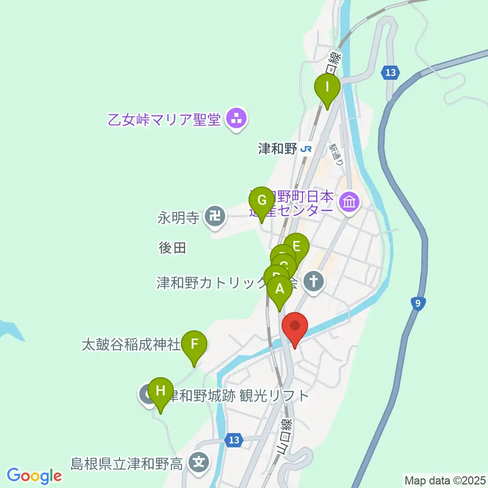 津和野町郷土館周辺の駐車場・コインパーキング一覧地図